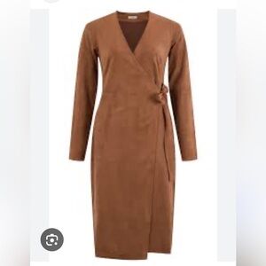 Anna Sui Faux Suede Brown Wrap Dress